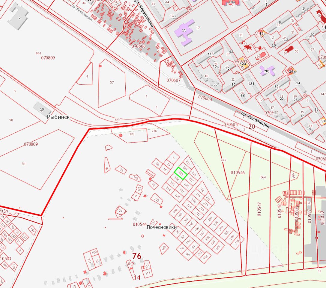 Купить участок 14сот. просп. Революции, Рыбинск, Ярославская область,  Рыбинский район - база ЦИАН, объявление 193733292