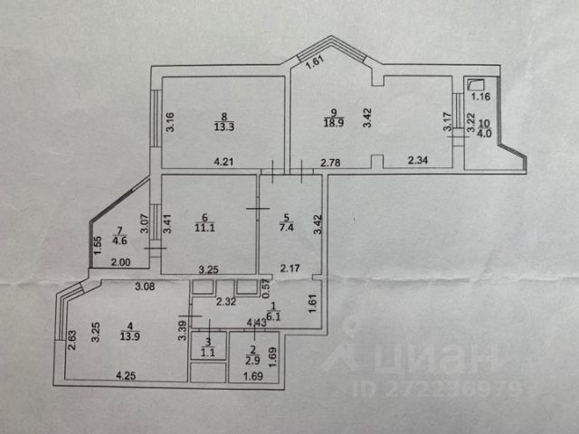 3-комн., 76 м², 10/25 этаж
