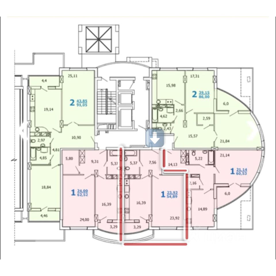 Продаю однокомнатную квартиру 55м² ул. Кожевенная, 26, Краснодар,  Краснодарский край, Кожзавод микрорайон - база ЦИАН, объявление 285919856