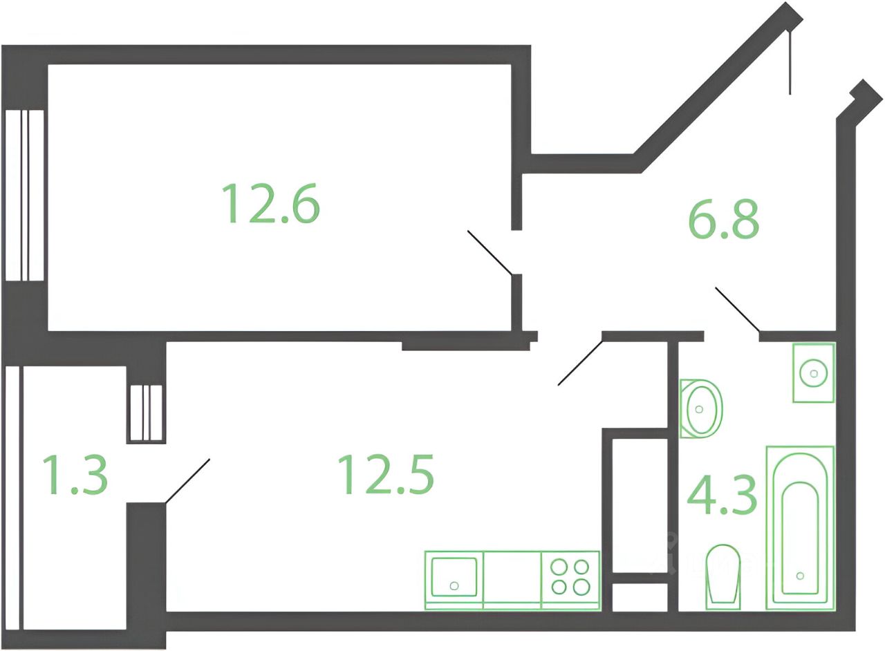 Планировка этой квартиры по данным Циан