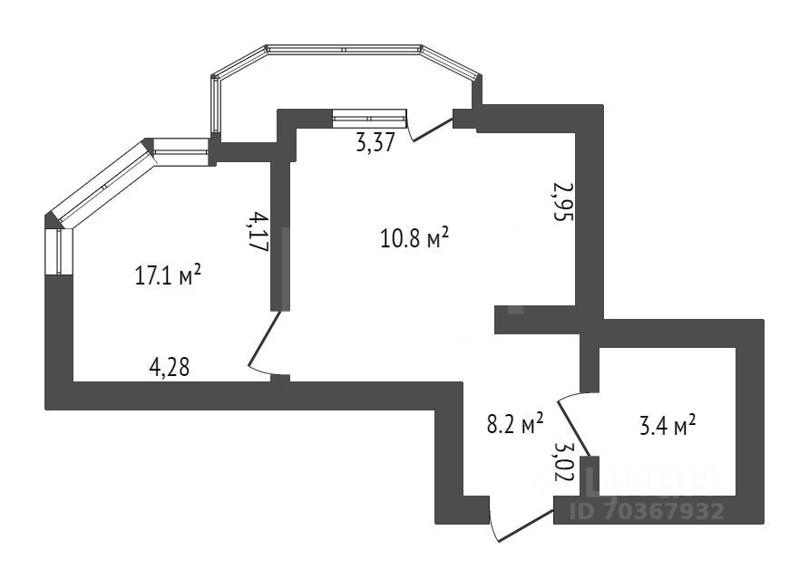 Планировка этой квартиры по данным Циан