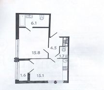 1-комн.кв., 39 м², этаж 3