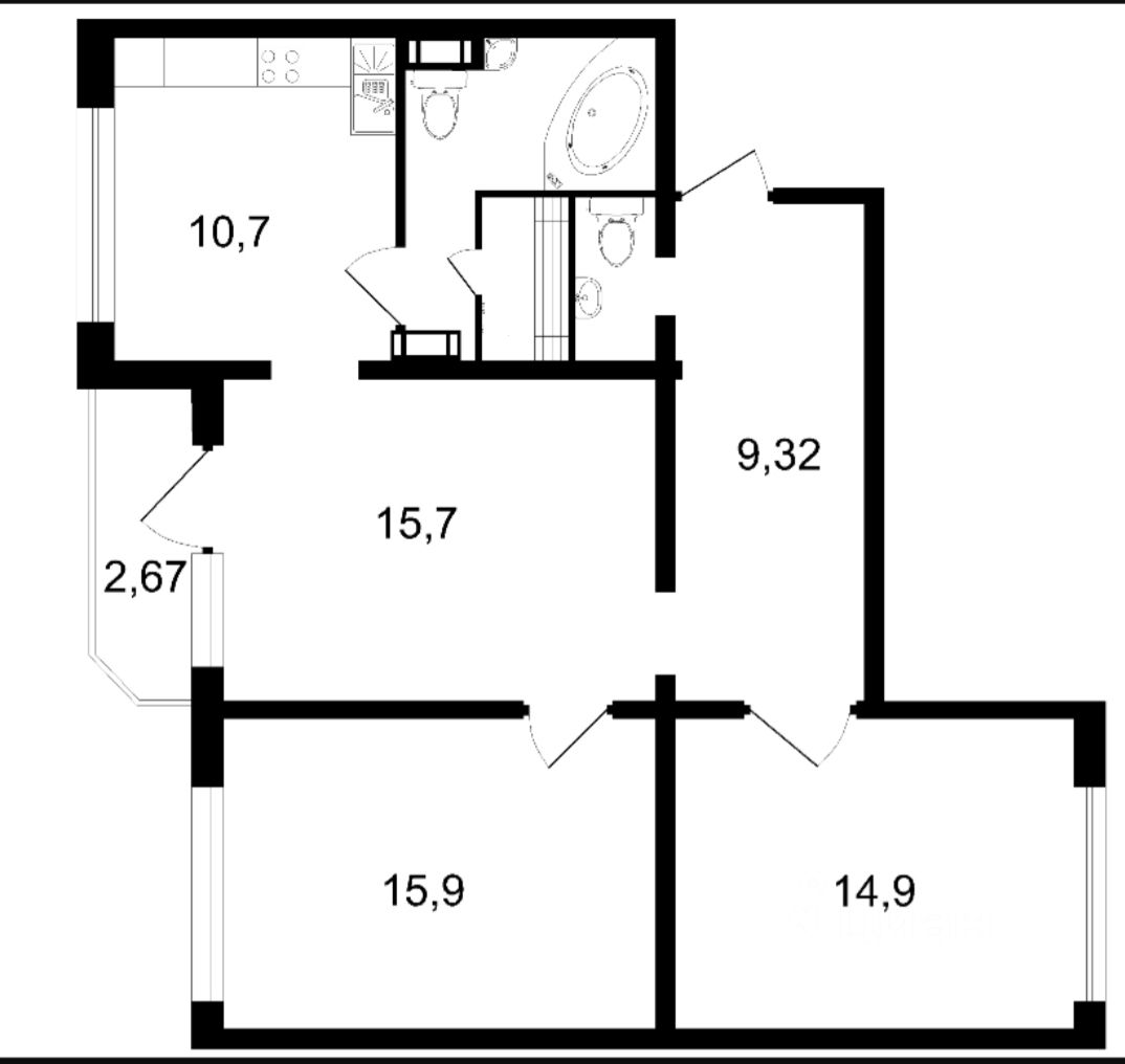 Купить трехкомнатную квартиру 74,5м² ул. Ленинградская, 5, Кудрово,  Ленинградская область, Всеволожский район, Заневское городское поселение,  м. Улица Дыбенко - база ЦИАН, объявление 285750459