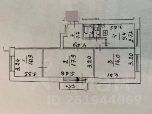 3-комн.кв., 63 м², этаж 2