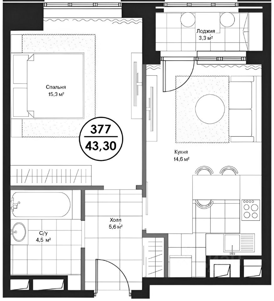 Планировка этой квартиры по данным Циан