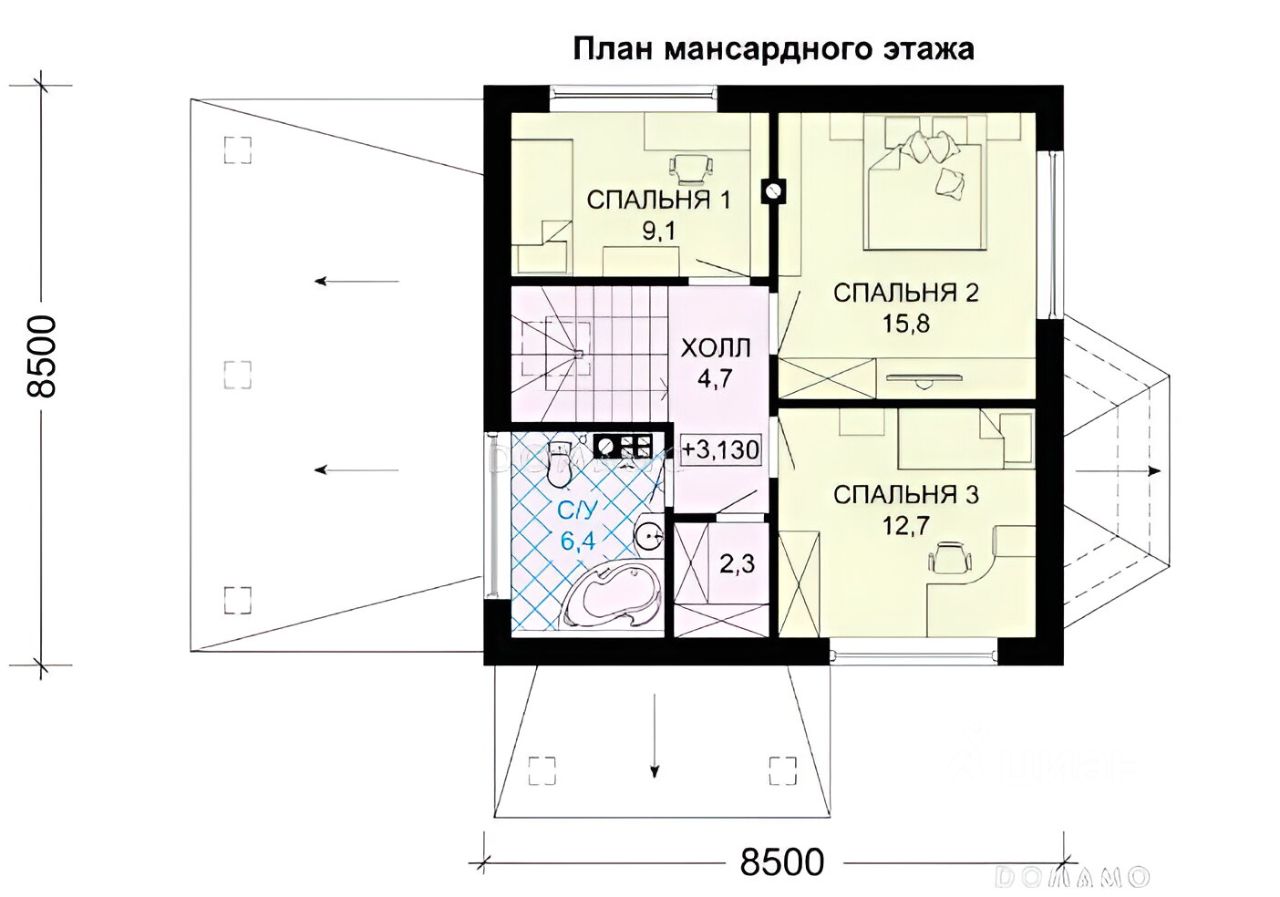 Проект небольшого двухэтажного дома с 3 спальнями