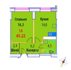 1-комн.кв., 45 м², этаж 11