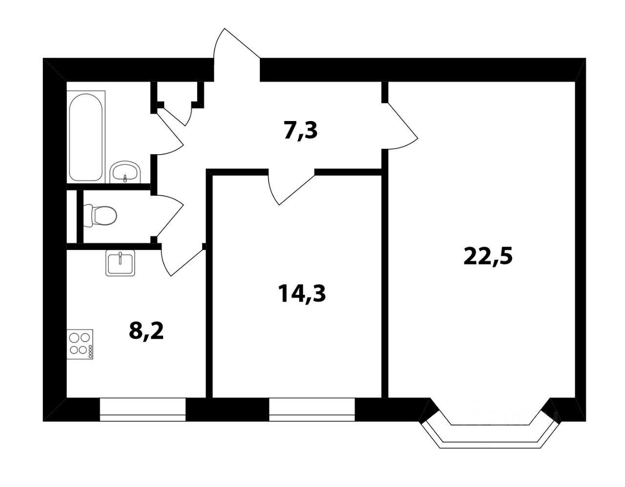 Планировка этой квартиры по данным Циан