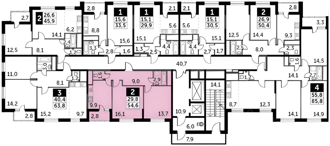 Планировка этой квартиры по данным Циан