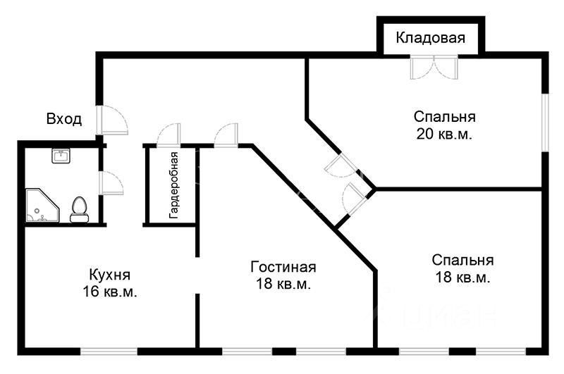 Планировка этой квартиры по данным Циан