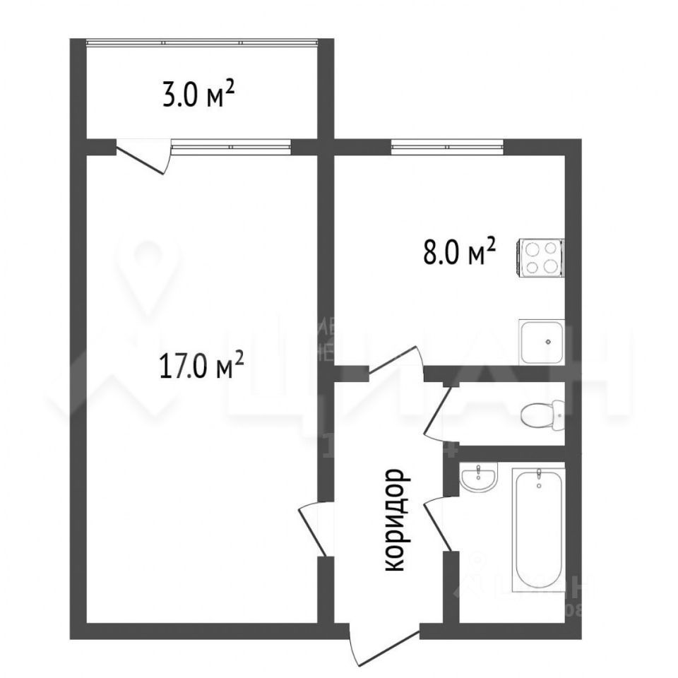 Планировка этой квартиры по данным Циан