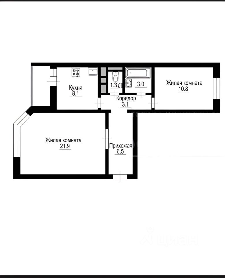 Планировка этой квартиры по данным Циан