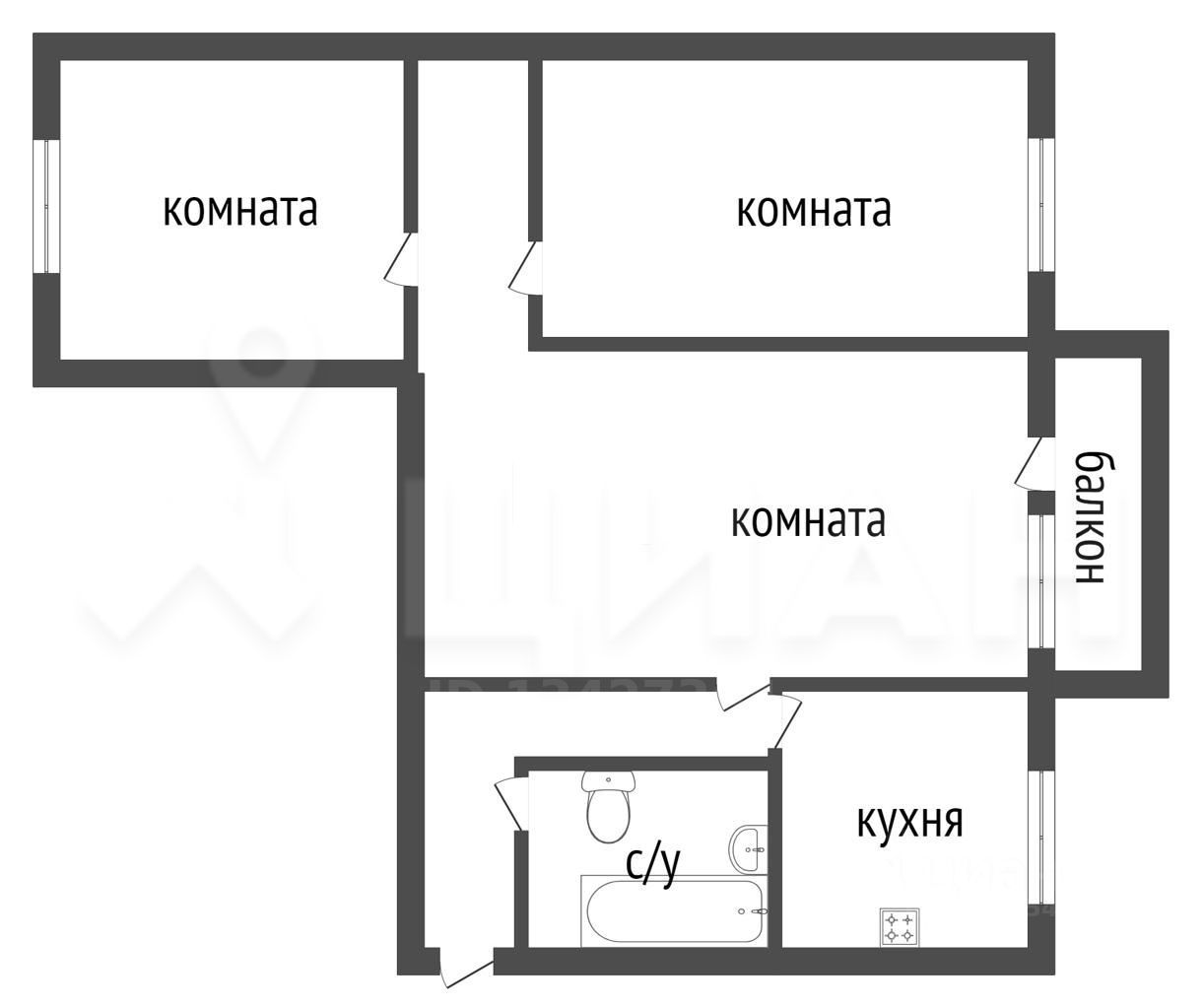 Планировка этой квартиры по данным Циан