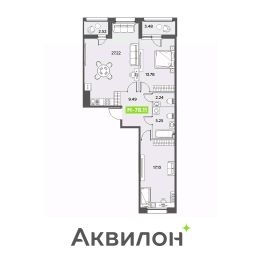 2-комн.кв., 78 м², этаж 2