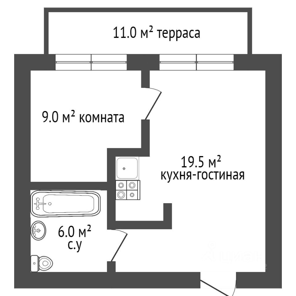 Планировка этой квартиры по данным Циан