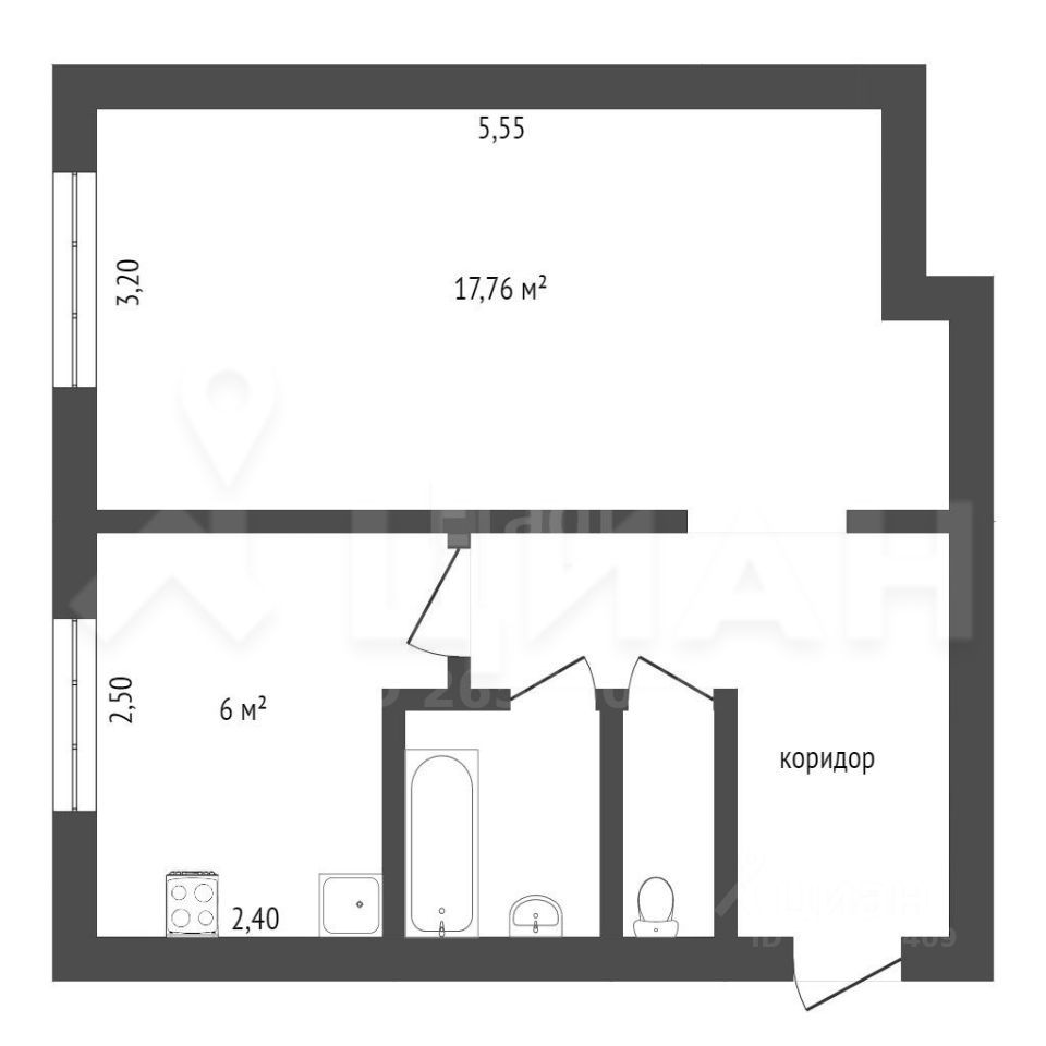 Снять однокомнатную квартиру 31м² ул. Татищева, 29, Астрахань, Астраханская  область - база ЦИАН, объявление 287884746