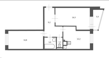 2-комн.кв., 58 м², этаж 6