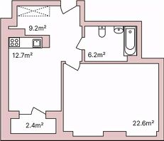 1-комн.кв., 52 м², этаж 3