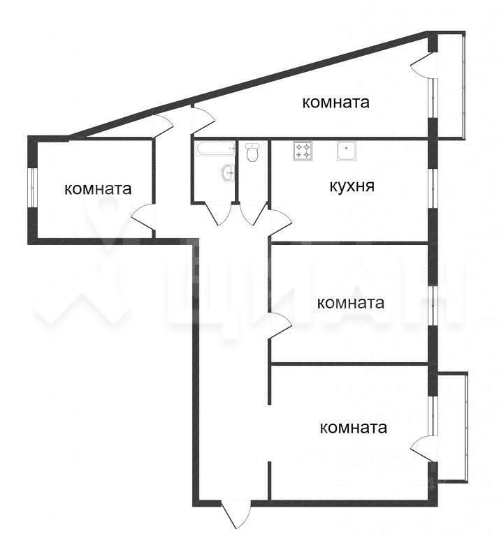 Планировка этой квартиры по данным Циан