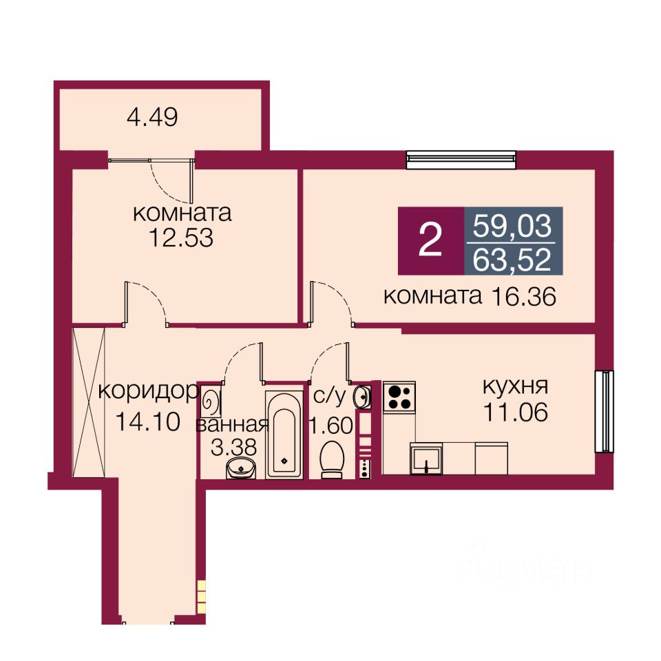 Купить квартиру на Луговая 2-я улица, 24 к2 в Тюмени - 19 объявлений о  продаже квартир, цены, планировки — 2ГИС