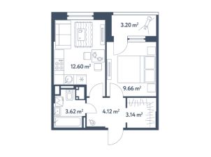 2-комн.кв., 35 м², этаж 20