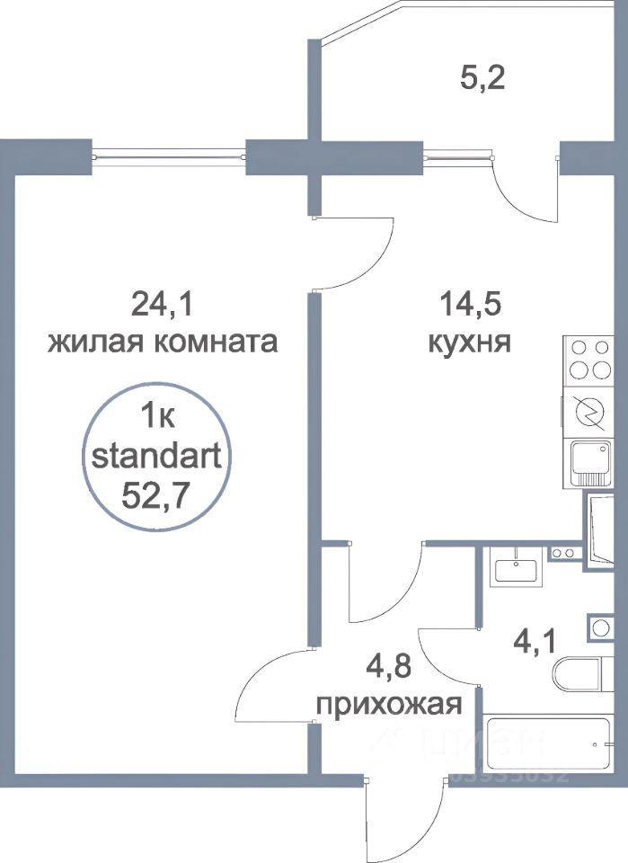 Планировка этой квартиры по данным Циан