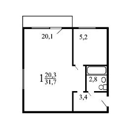 1-комн.кв., 33 м², этаж 9