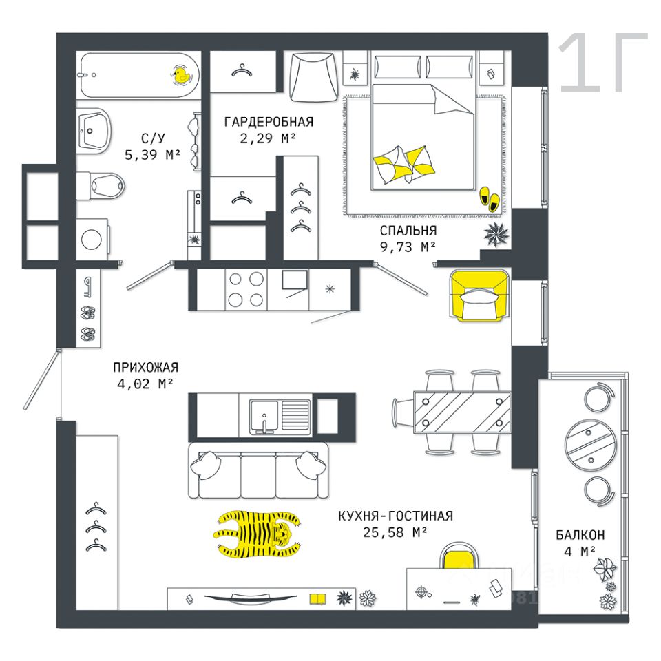 Продажа однокомнатной квартиры 51м² Тула, Тульская область, Смарт-квартал  Современник жилой комплекс - база ЦИАН, объявление 288713881