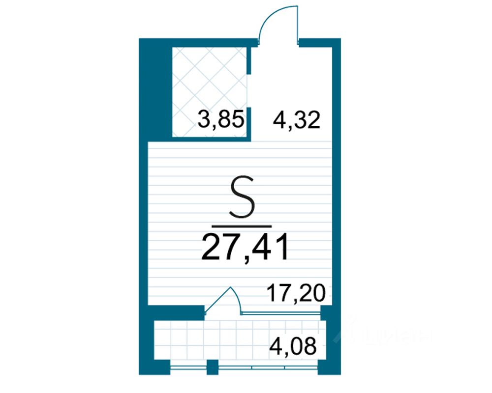 1-комн.кв., 27,4 м², 20/25 этаж