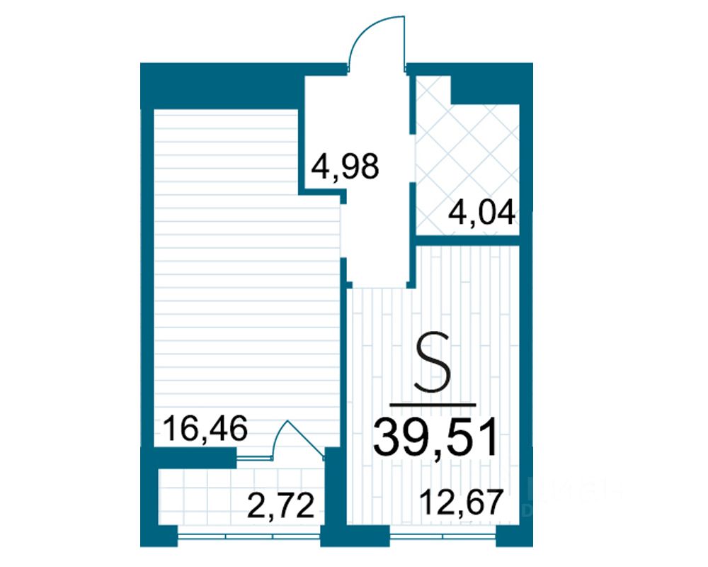 1-комн.кв., 39,5 м², 25/25 этаж