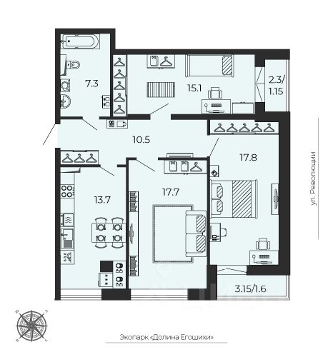 Продается3-комн.квартира,84,85м²