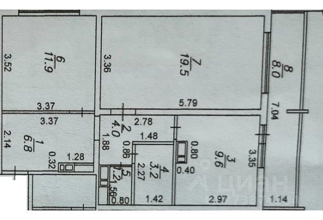 2-комн., 56,2 м², 3/16 этаж