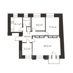 4-комн.кв., 74 м², этаж 4