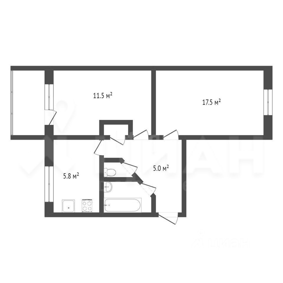 Продаю двухкомнатную квартиру 45,6м² ул. Стасовой, 6, Санкт-Петербург, м.  Площадь Ленина - база ЦИАН, объявление 283216472