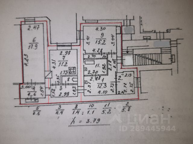 3-комн., 80 м², 4/6 этаж