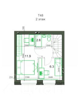 2-этаж. таунхаус 46 м²