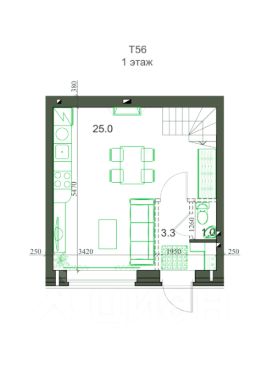 2-этаж. таунхаус 54 м²