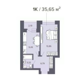 1-комн.кв., 36 м², этаж 15