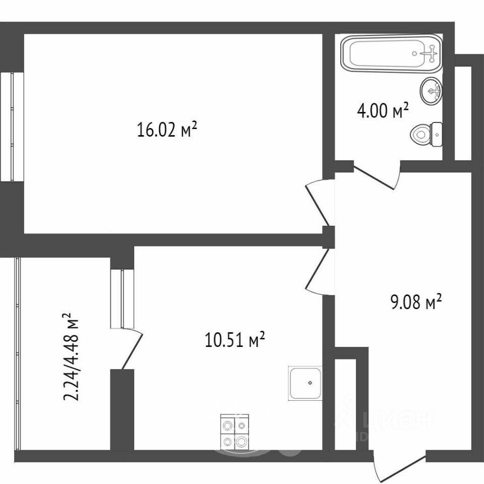 Планировка этой квартиры по данным Циан