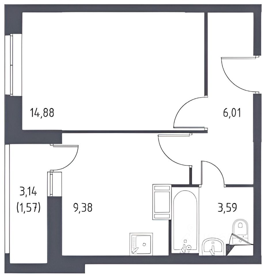 Планировка этой квартиры по данным Циан