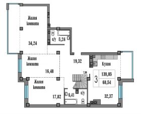 3-комн.кв., 140 м², этаж 8