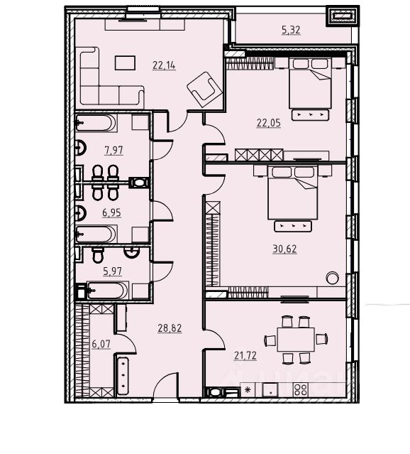 Продается3-комн.квартира,155м²