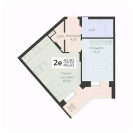 2-комн.кв., 47 м², этаж 2