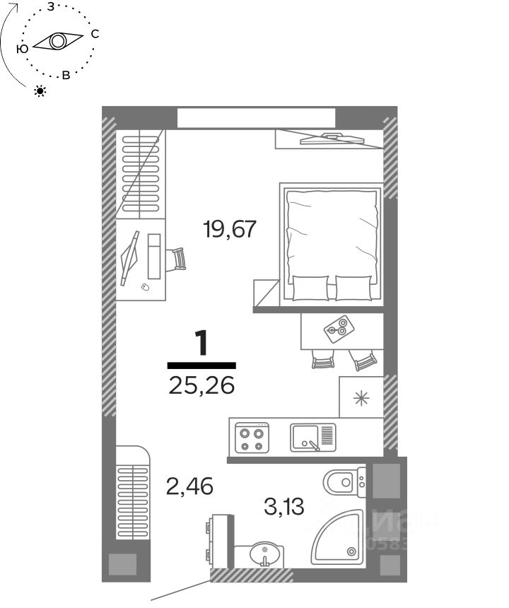 Продается1-комн.квартира,25,26м²