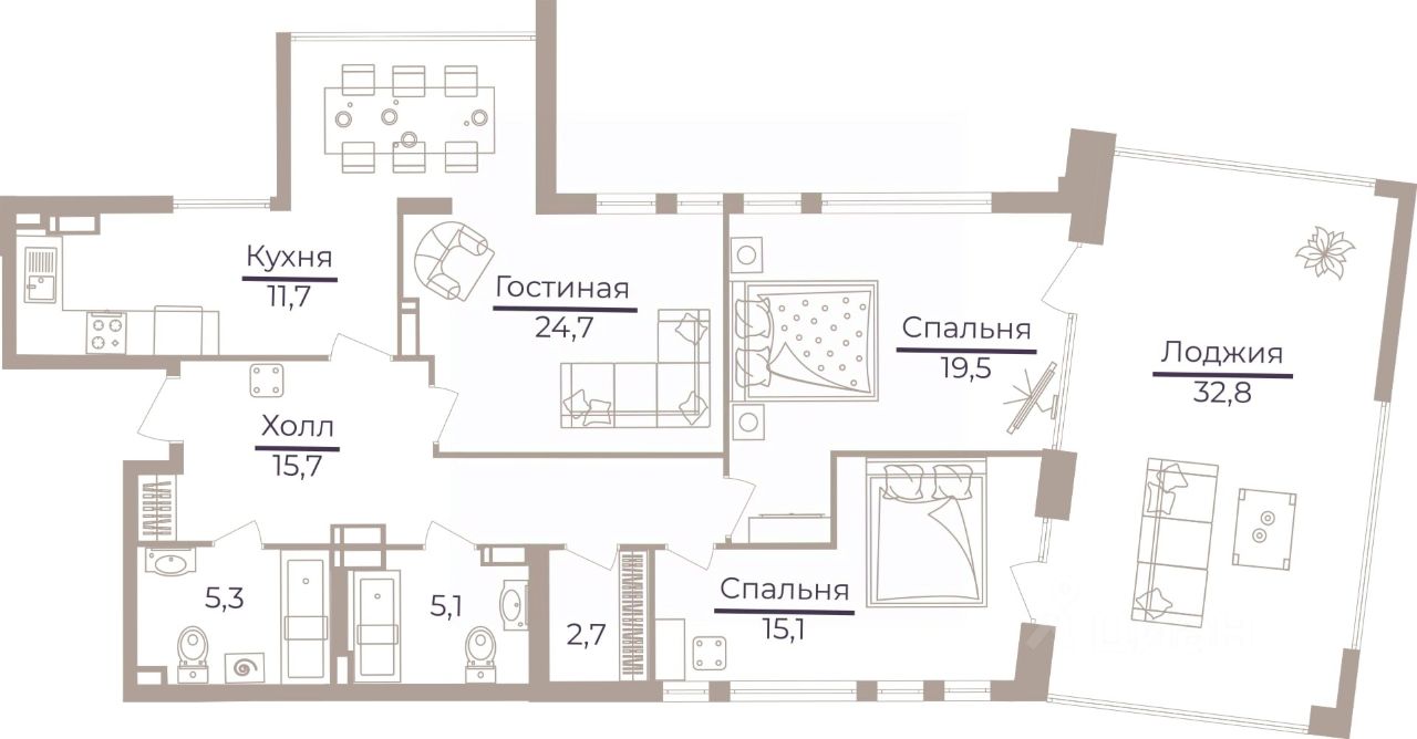 Продаю трехкомнатную квартиру 116,1м² Херсонская ул., 43к5, Москва, м.  Зюзино - база ЦИАН, объявление 290914466