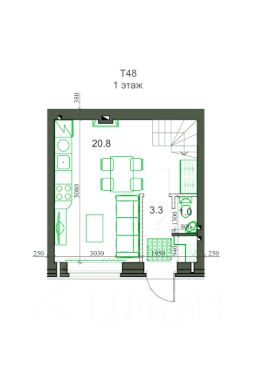 2-этаж. таунхаус 48 м²