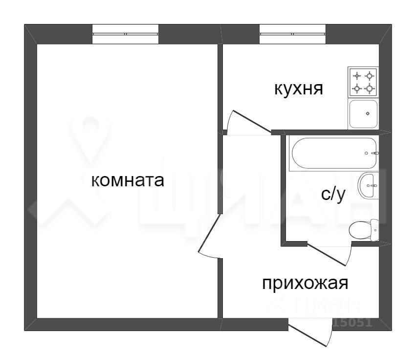 Планировка этой квартиры по данным Циан