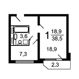 1-комн.кв., 38 м², этаж 16