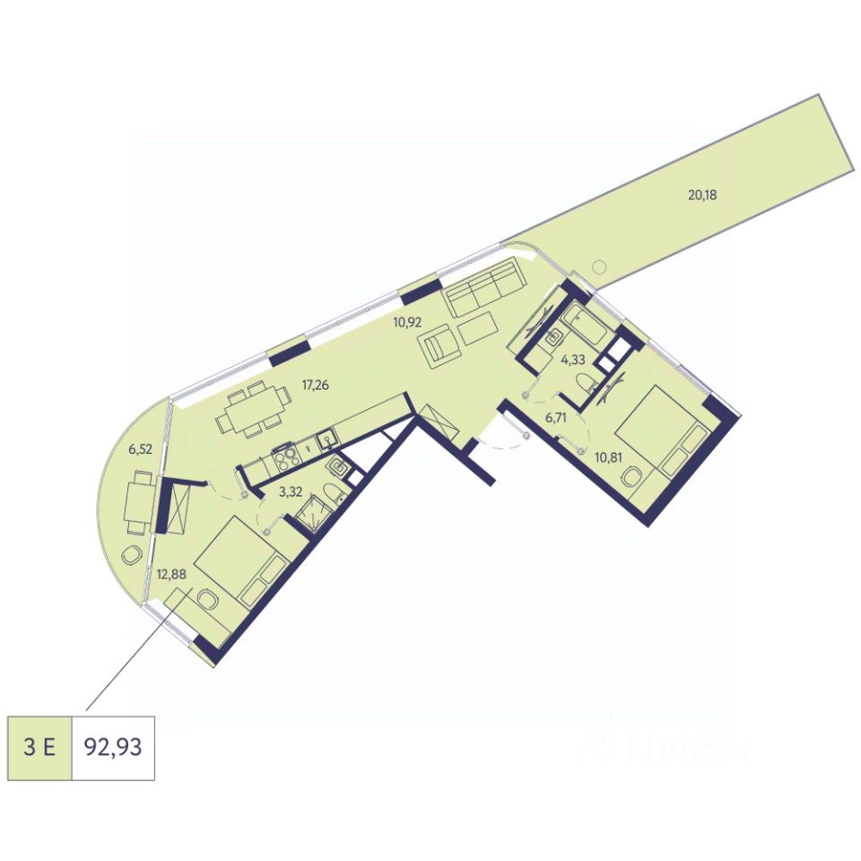 Продаю трехкомнатную квартиру 92,9м² Крым респ., Ялта городской округ,  Ливадия пгт, Новая Ливадия жилой комплекс - база ЦИАН, объявление 288982046