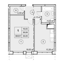 1-комн.кв., 37 м², этаж 8